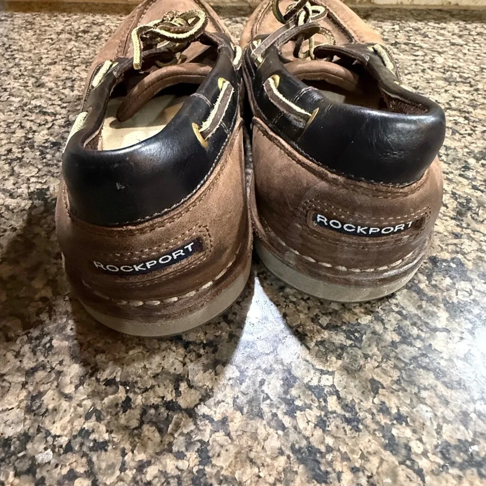 Rockport Mens K71275 Leather Boat Shoes Brown Navy Blue Loafers Size 9W